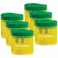 Ticonderoga Two Hole Pencil Sharpener, Green and Yellow, 6PK X39201